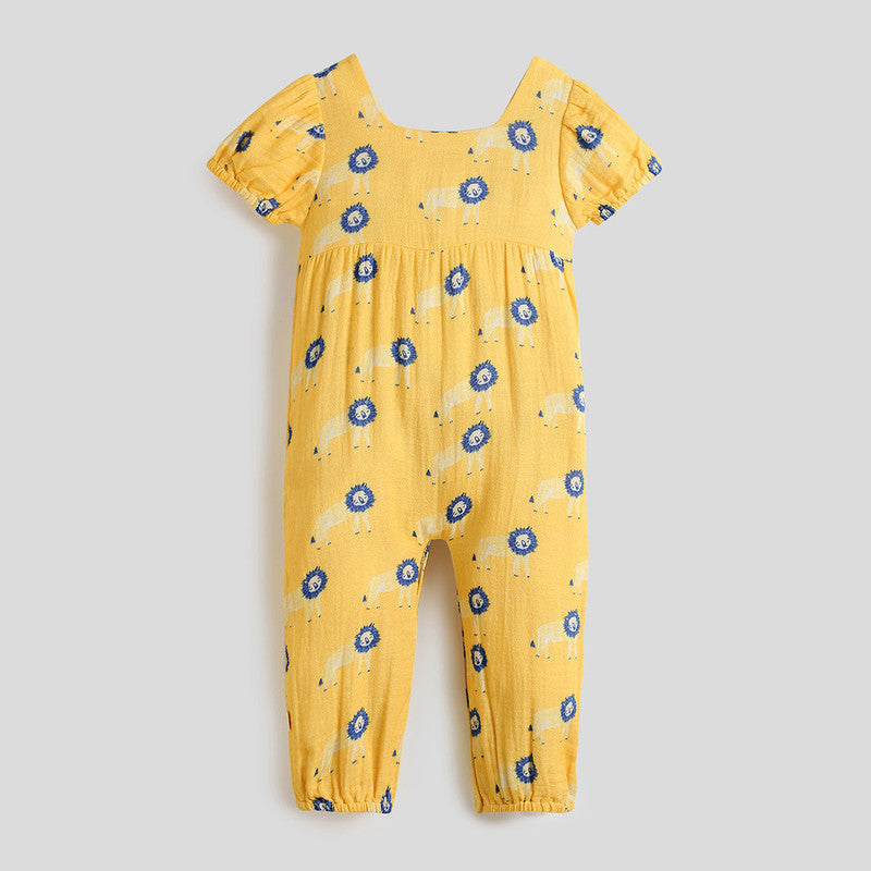 Cotton Baby Romper | Lion Printed | Yellow