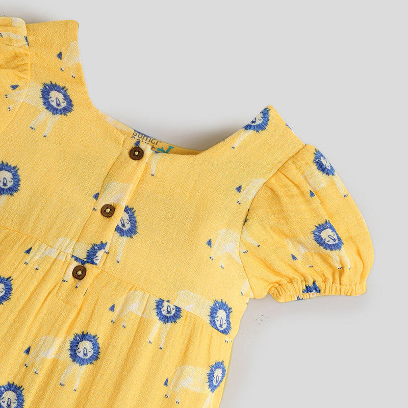 Cotton Baby Romper | Lion Printed | Yellow