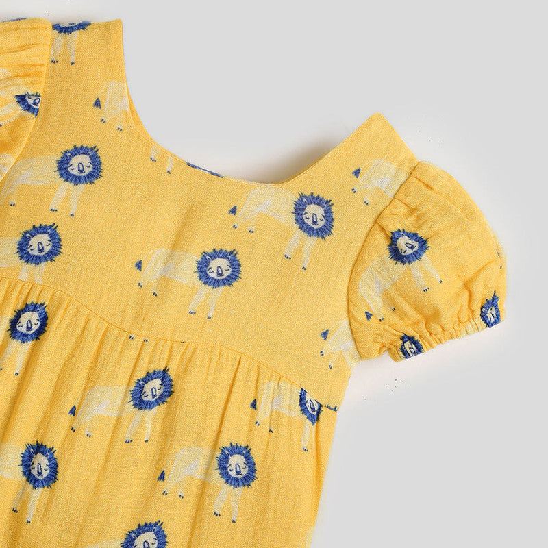 Cotton Baby Romper | Lion Printed | Yellow