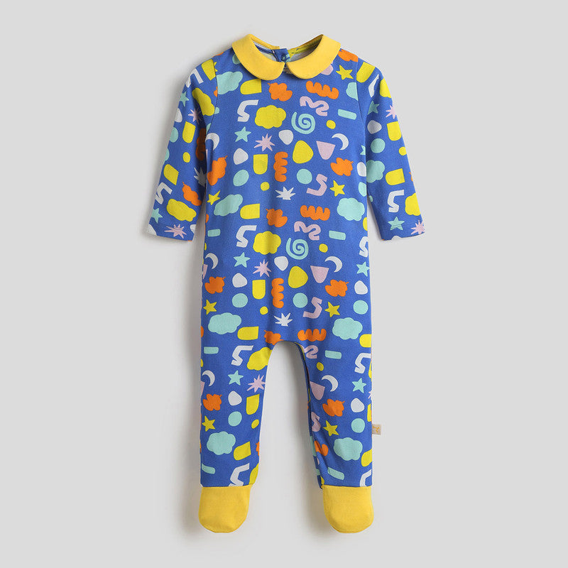 Cotton Sleepsuit For Girls | Crazy Shapes | Blue