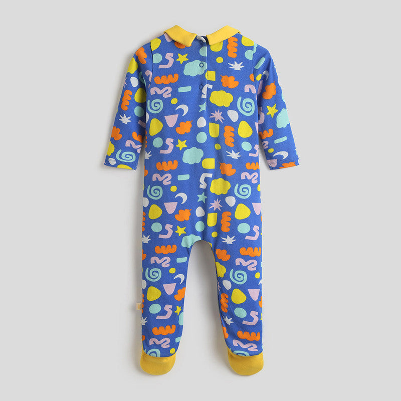 Cotton Sleepsuit For Girls | Crazy Shapes | Blue