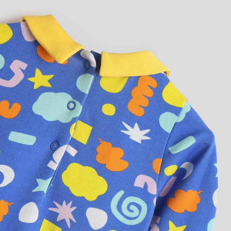 Cotton Sleepsuit For Girls | Crazy Shapes | Blue