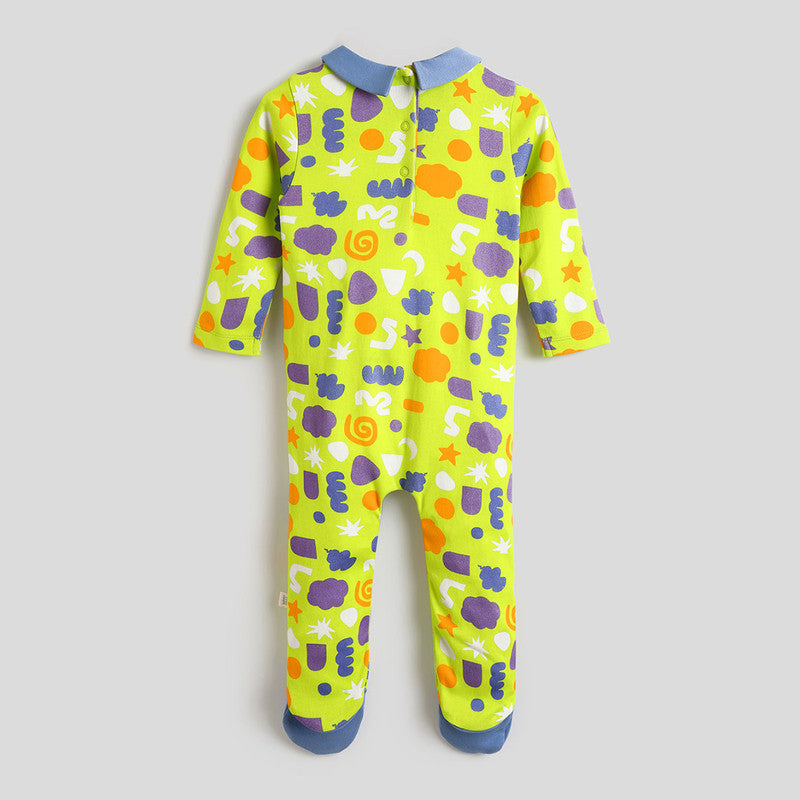 Cotton Sleepsuit For Girls | Crazy Shapes | Green