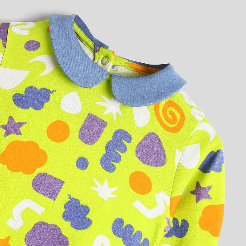 Cotton Sleepsuit For Girls | Crazy Shapes | Green