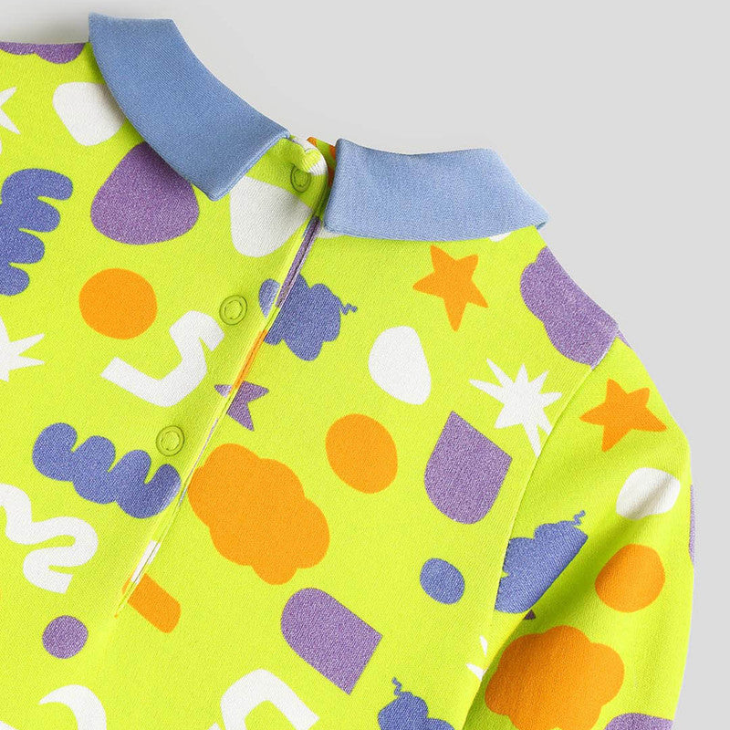 Cotton Sleepsuit For Girls | Crazy Shapes | Green