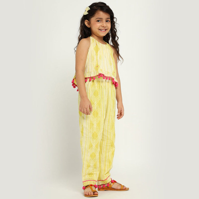 Cotton Top & Pants Set | Daffodil Embroidery | Yellow