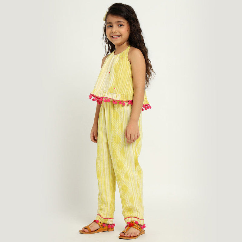 Cotton Top & Pants Set | Daffodil Embroidery | Yellow