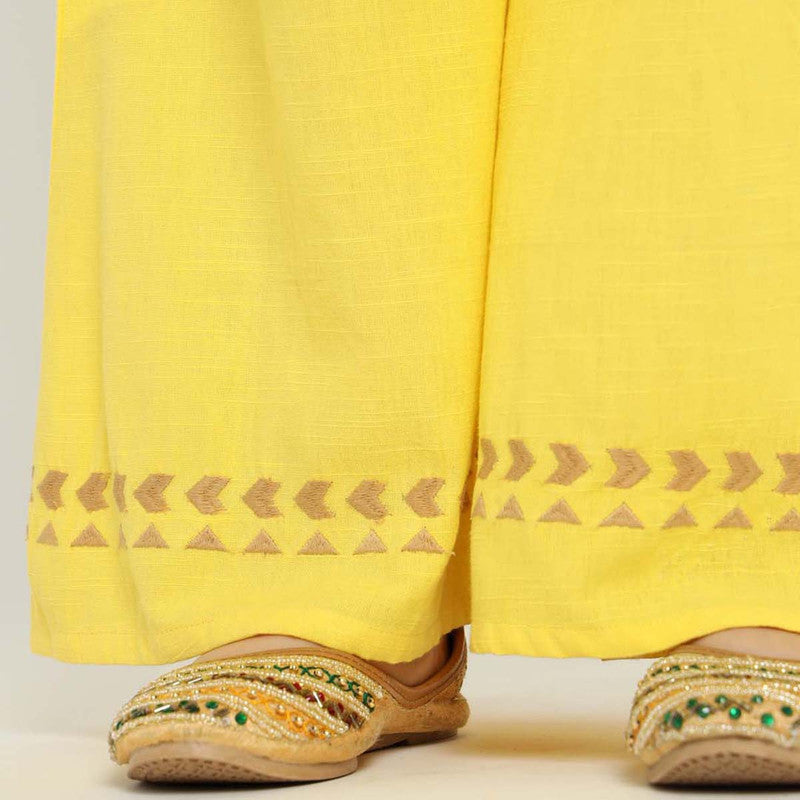 Cotton Top & Palazzo Set For Girls | Marigold | Yellow