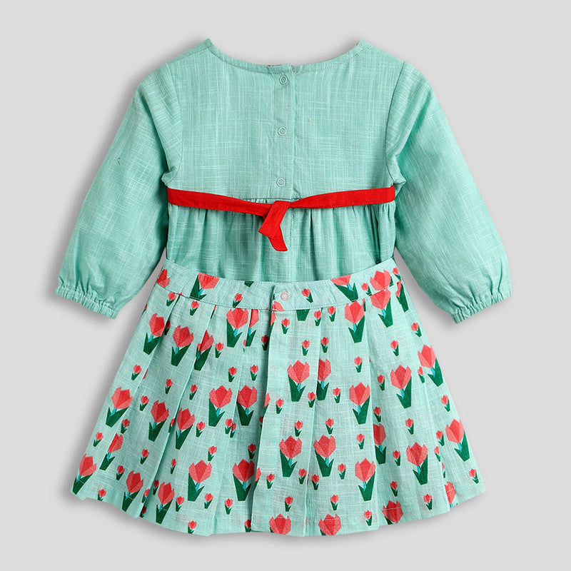 Cotton Bodysuit & Skirt Set For Baby | Green