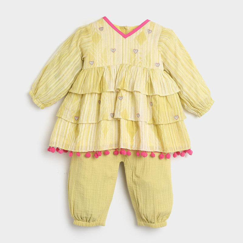 Cotton Kurta Set For Baby | Daffodi Tier | Yellow