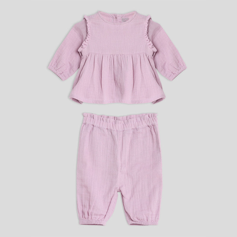 Cotton Periwinkle Long Top & Pants Set | Purple