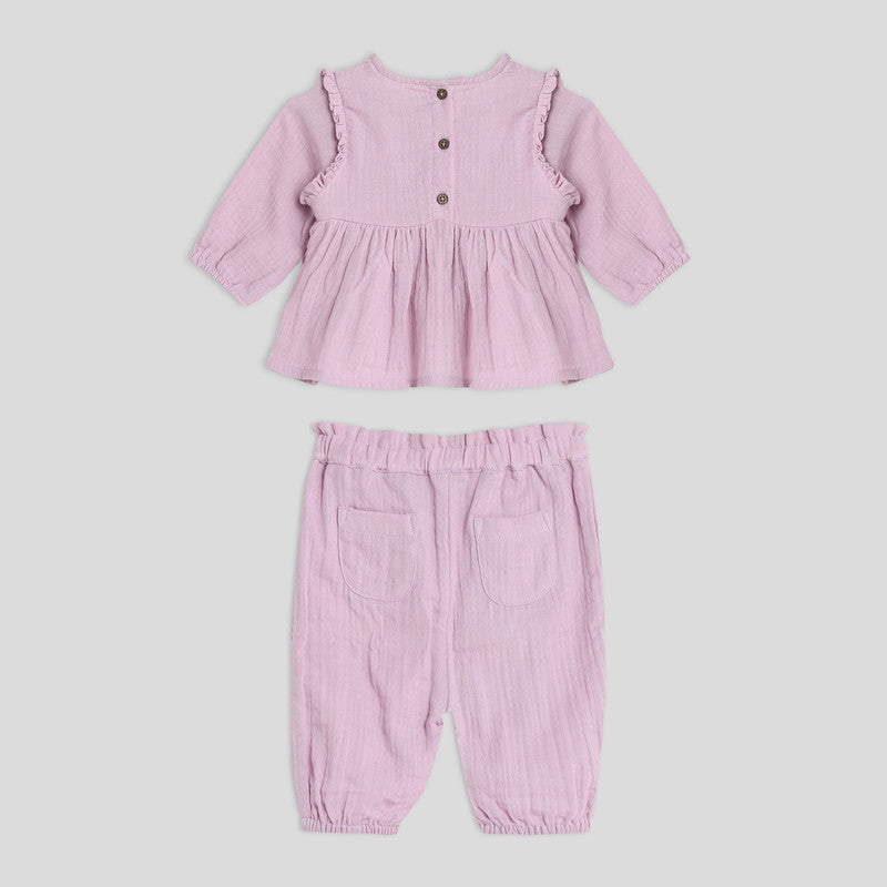 Cotton Periwinkle Long Top & Pants Set | Purple