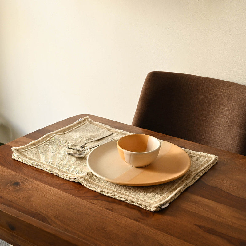 Jute Table Mats | Gold Lace | Light Beige | Set of 4