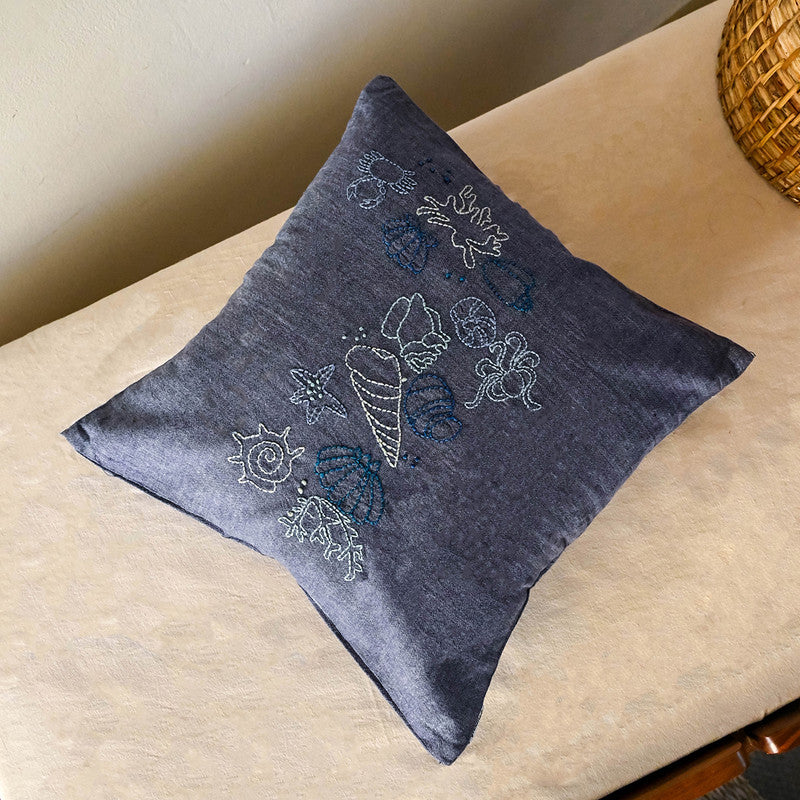 Cotton Cushion Cover | Denim Blue | 16x16 inches