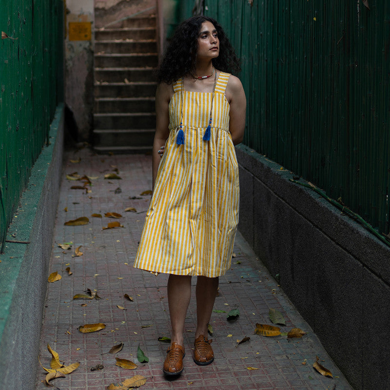 Kala Cotton Summer Dress For Women | Block Printed | Yellow