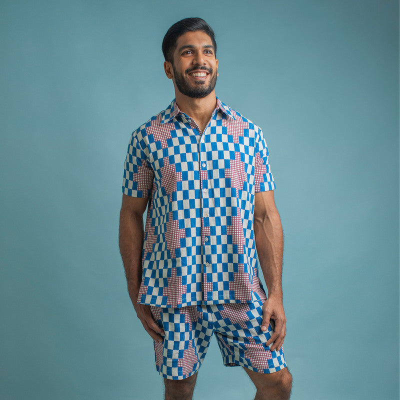 Kala Cotton Shorts For Men | Printed Waist | Cobalt