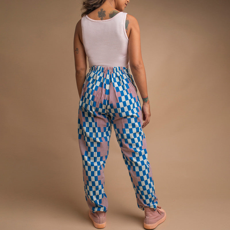 Kala Cotton Printed Pants For Women | Cobalt