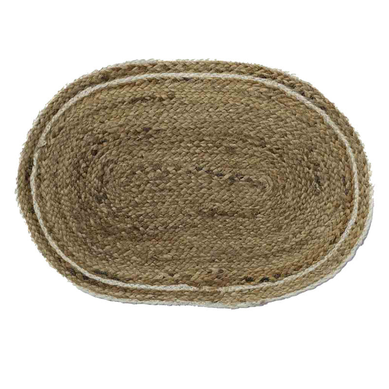 Jute Rug | For Home & Office | Oval | Beige | 41 x 61 cm