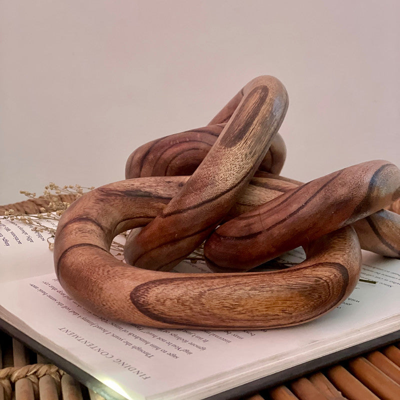 Wooden Chain Links Table Decor | Walnut