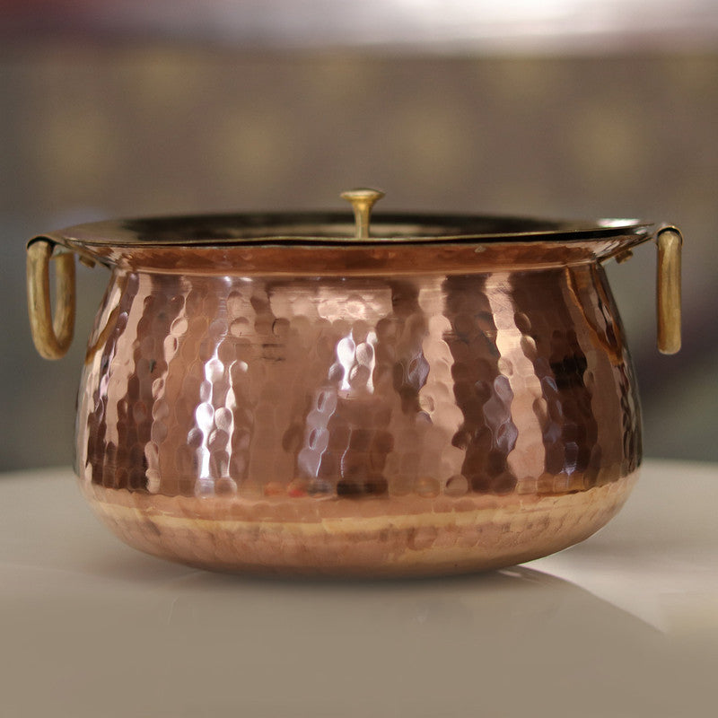 Copper Utensils | Mughlai Handi with Lid | 6 L