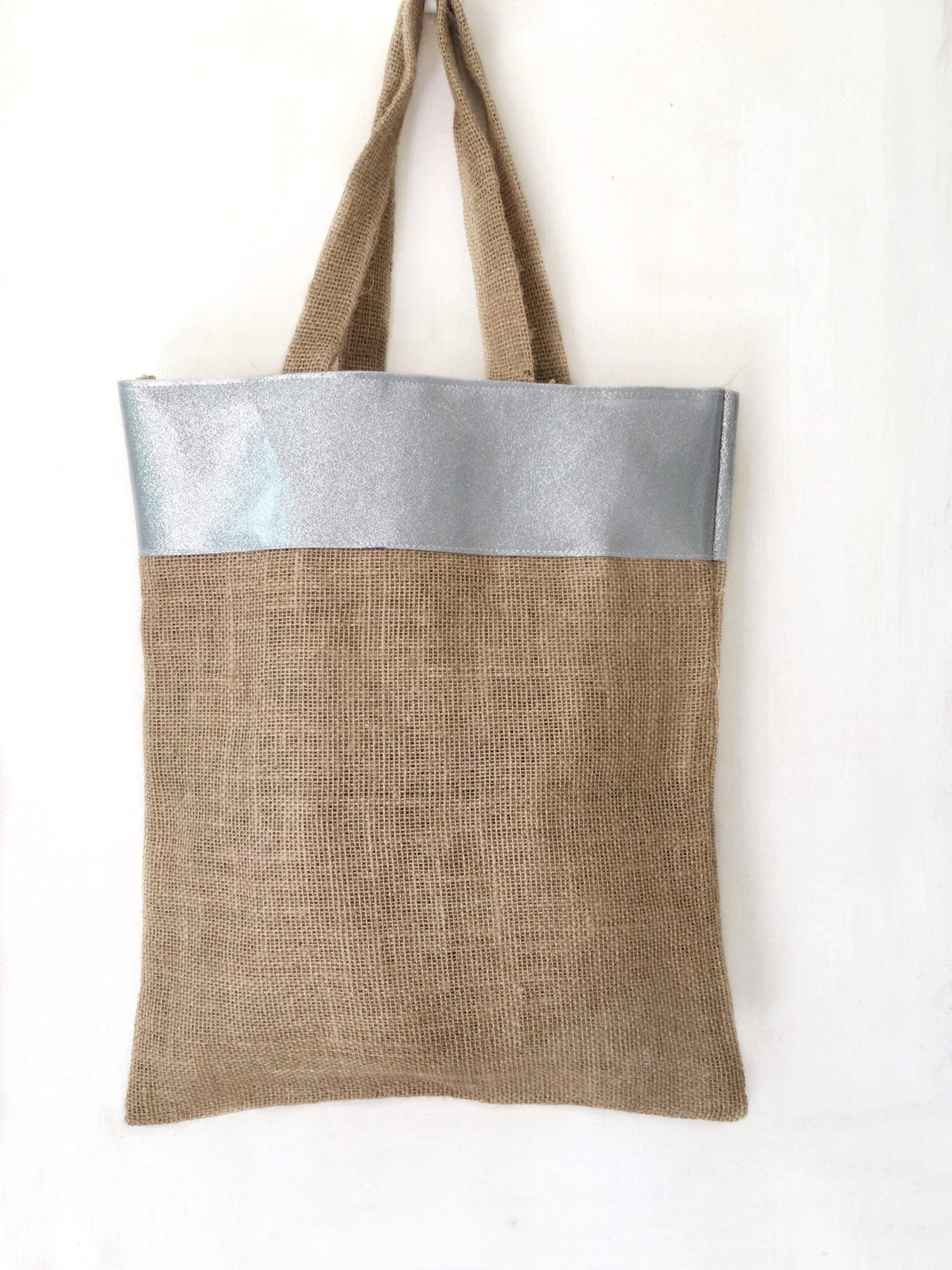 Classic Silver Jute Tote