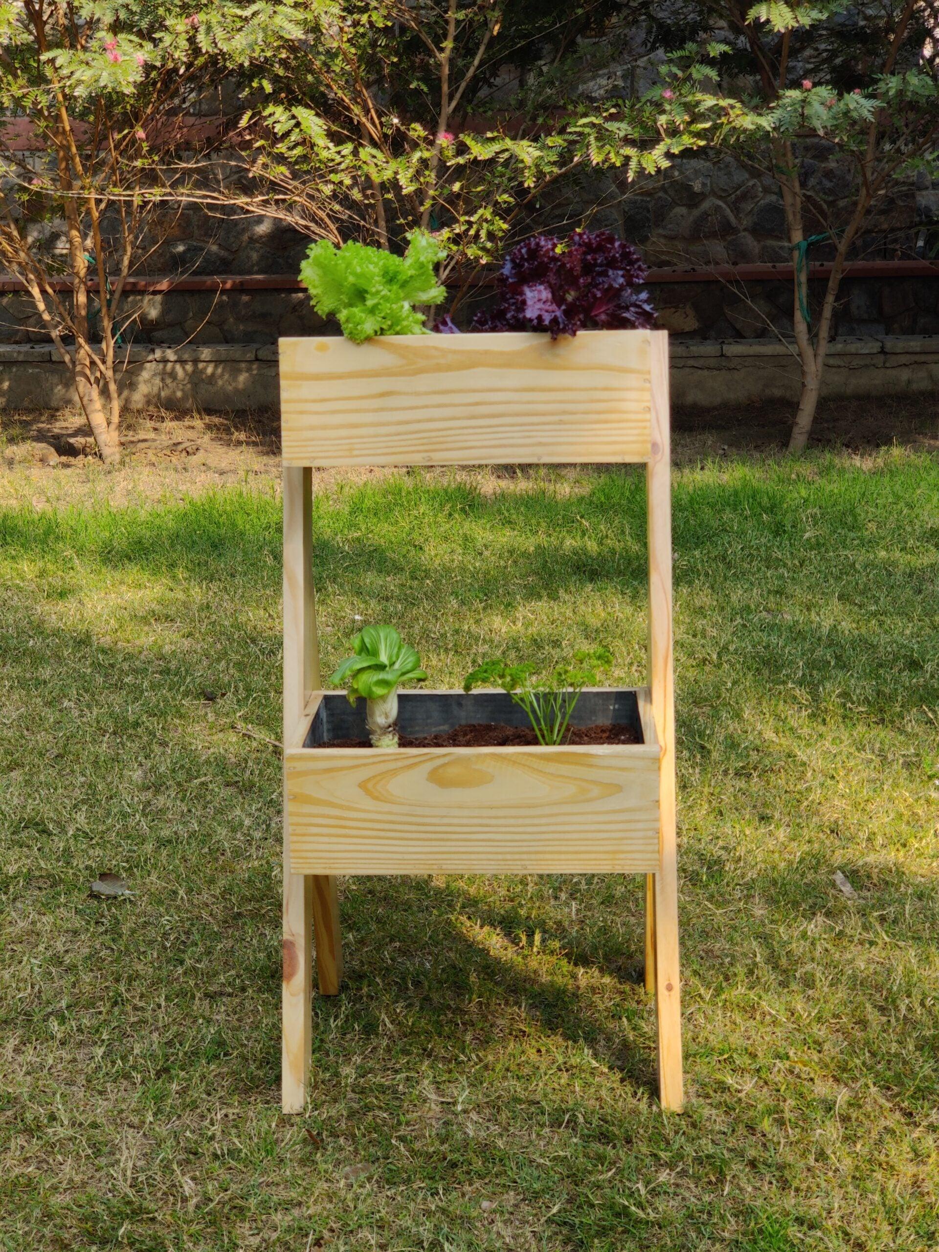 Mini Raised Garden Ladder in Natural Finish - Hohmgrain