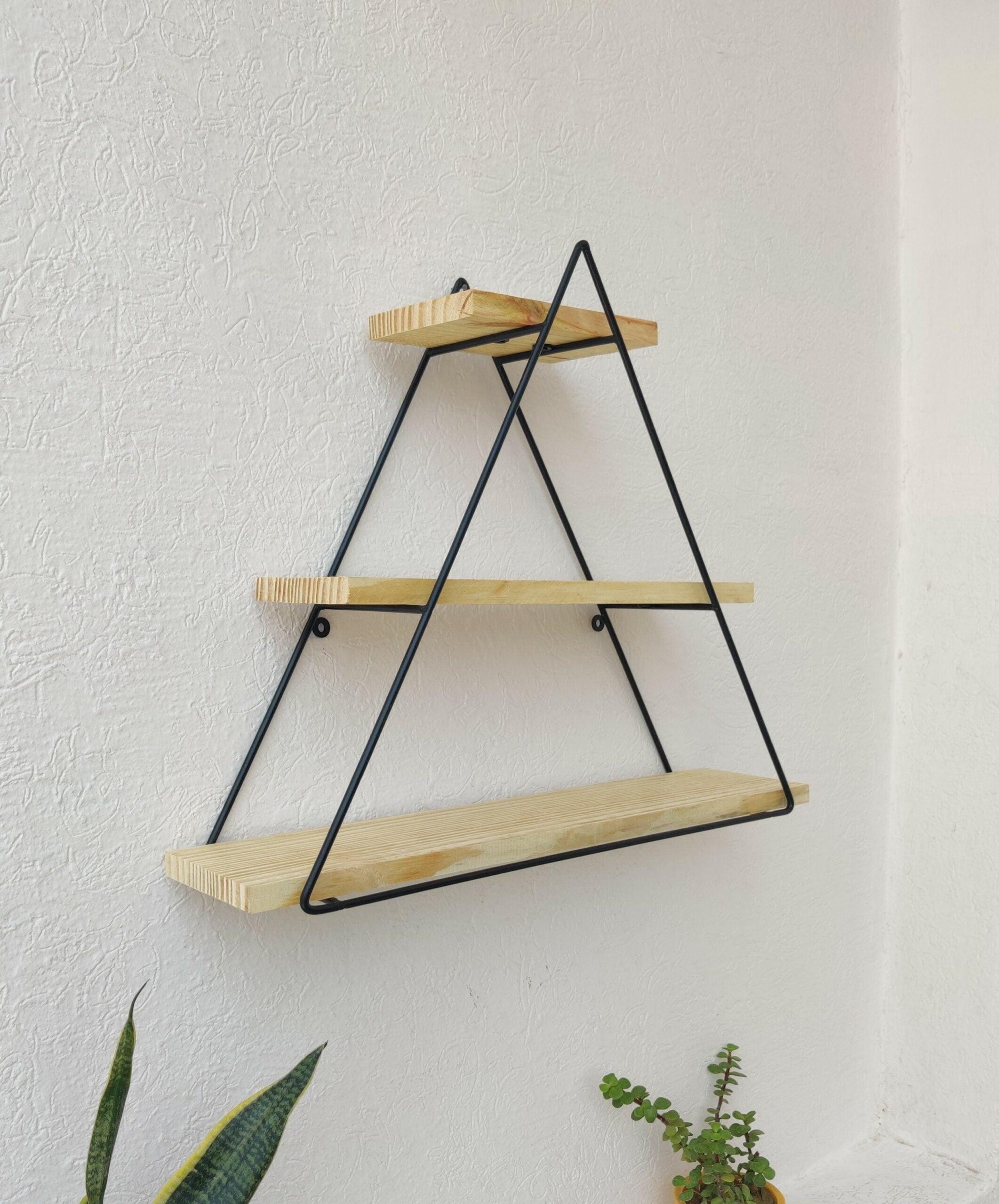 Grista Triangle 3 tier Decorative Metal Wall Shelf