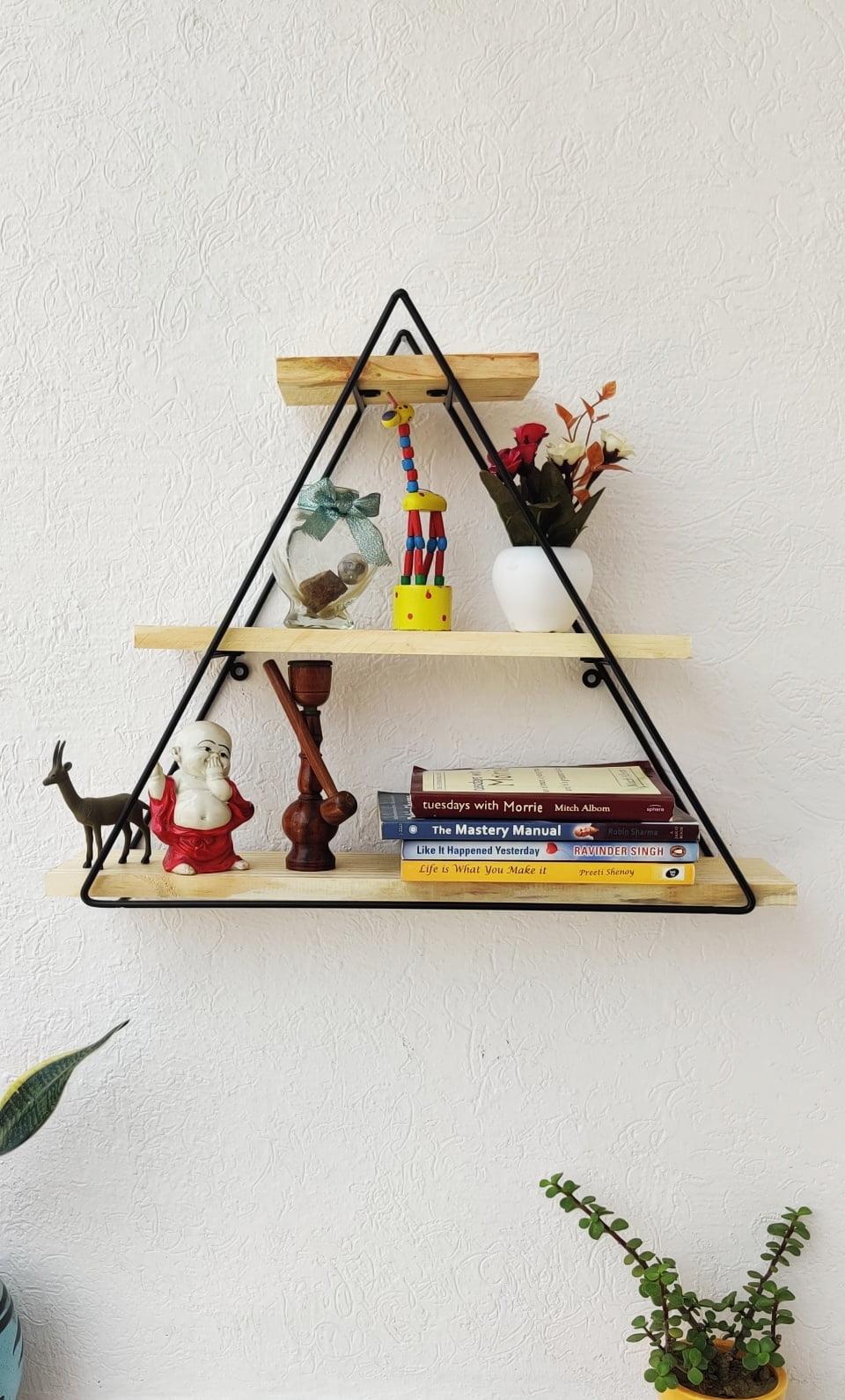 Grista Triangle 3 tier Decorative Metal Wall Shelf