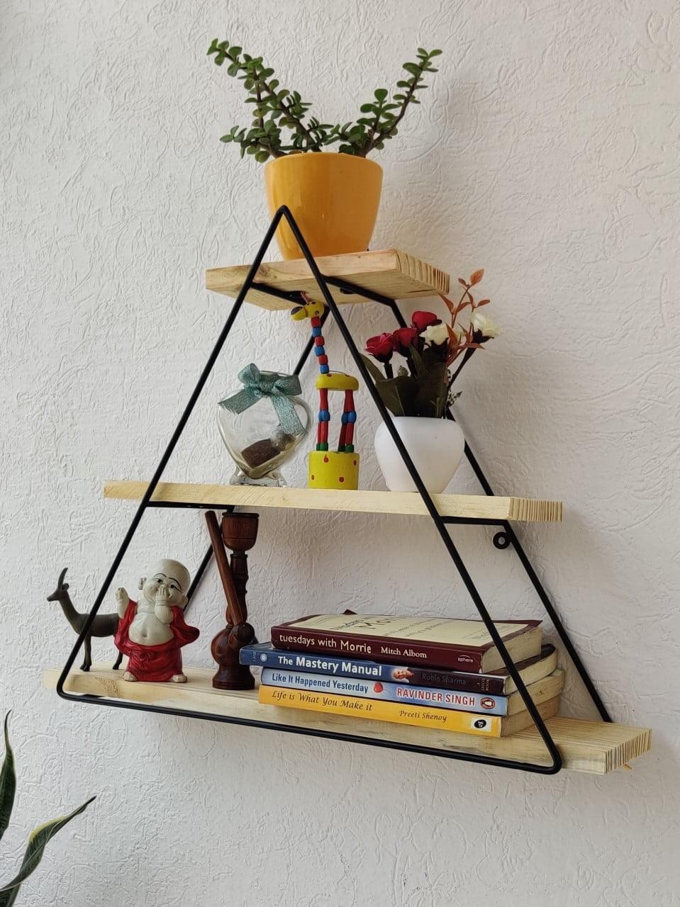 Grista Triangle 3 tier Decorative Metal Wall Shelf