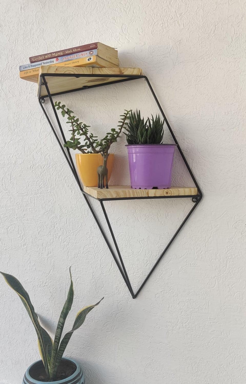 Grista Tri shape Decorative Metal Wall Shelf