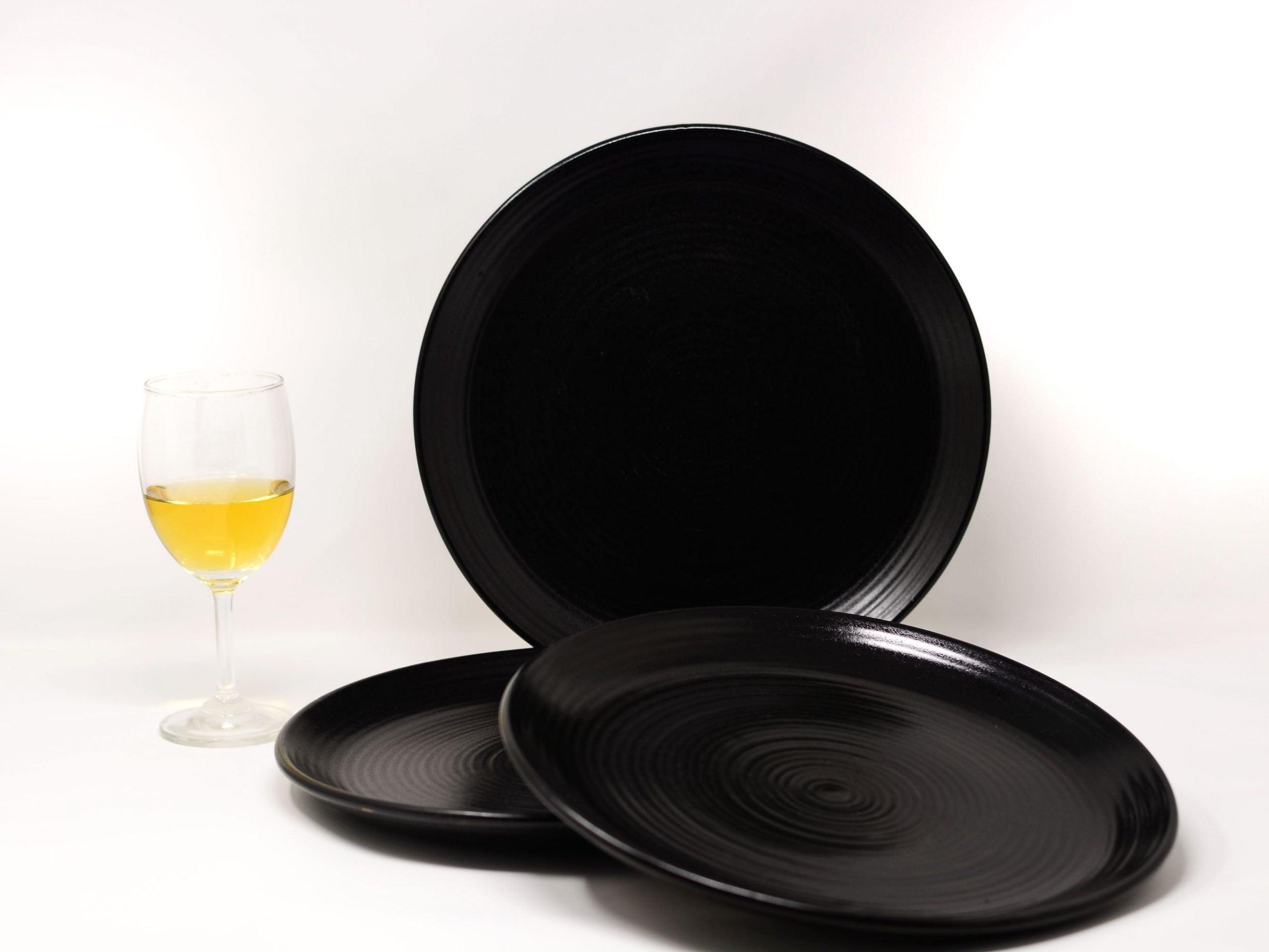 Kitchenwala Decorative Serving Plates Black Colour (Set of 3)