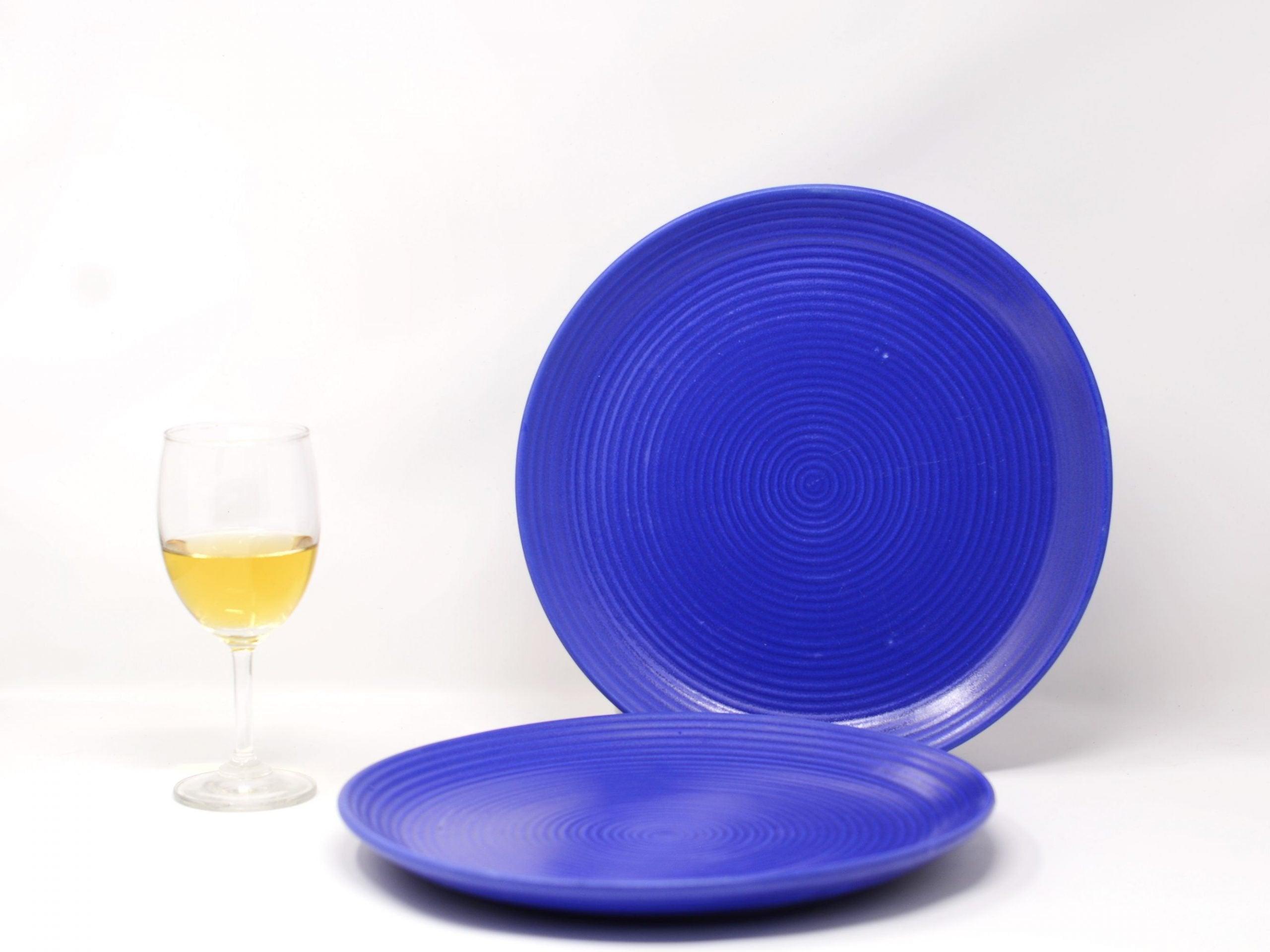 Kitchenwala Decorative Serving Plates Blue Colour (Set of 2)