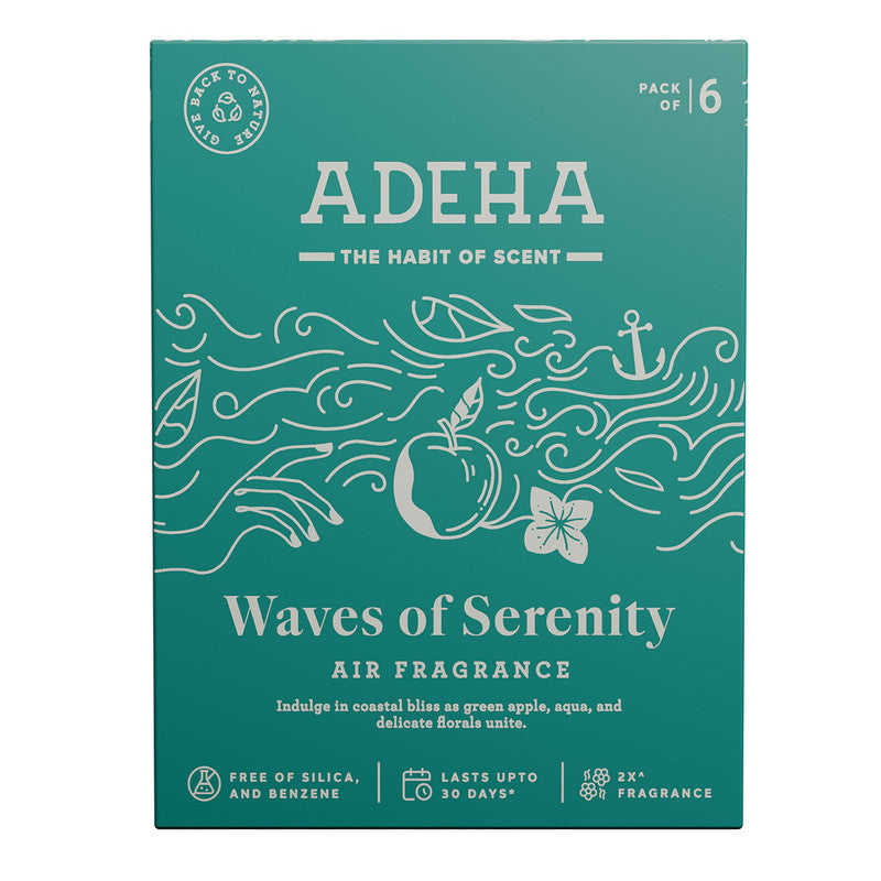 Air Freshener Waves of Serenity | Bathroom, Wardrobe & Car | Pack of 6