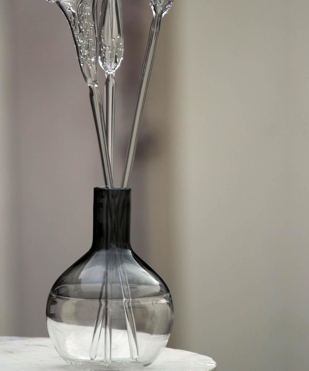 Glass Forest Iris Vase Small - Grey Borocillicate Grey and clear incalmo glass bottle vase