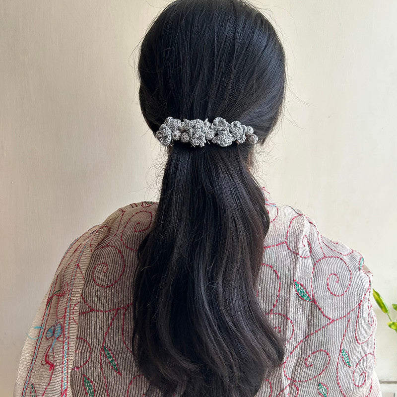 Cotton Flowers Hair Clip | Silver