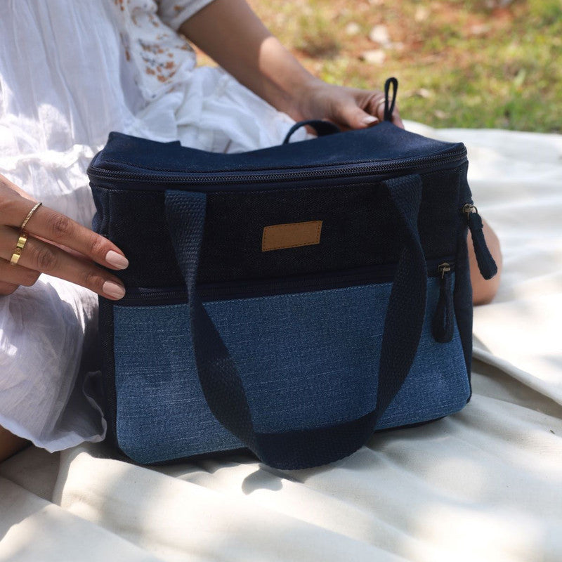 Upcycled Denim Lunch Bag | Blue | Small