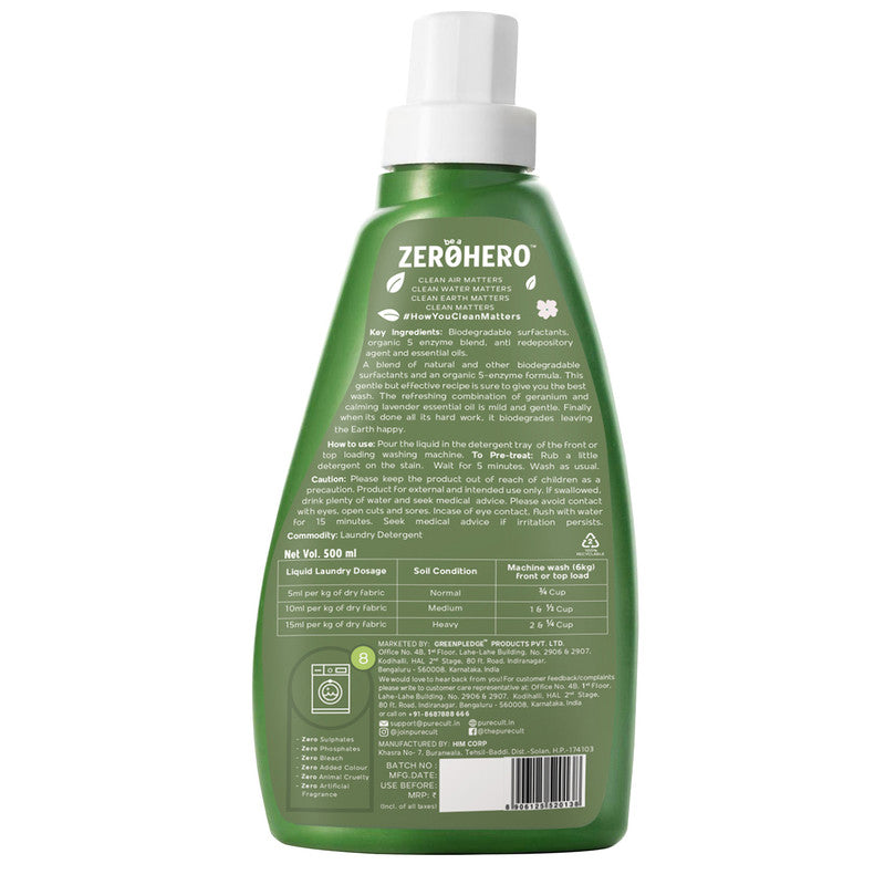 Laundry Detergent | Geranium & Lavender | Plant Based | 500 ml