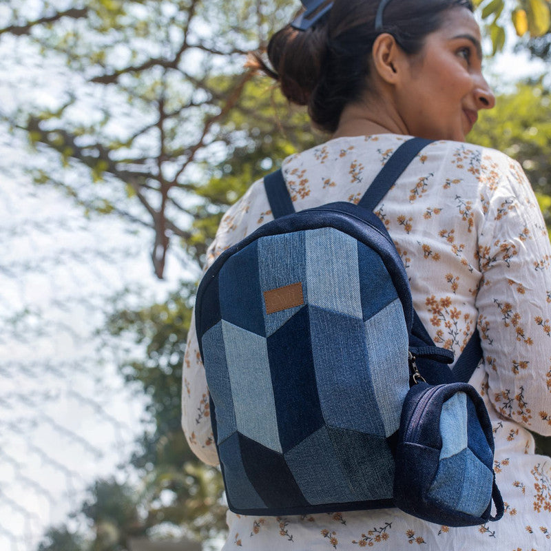 Upcycled Denim Travel Backpack | Blue | Unisex