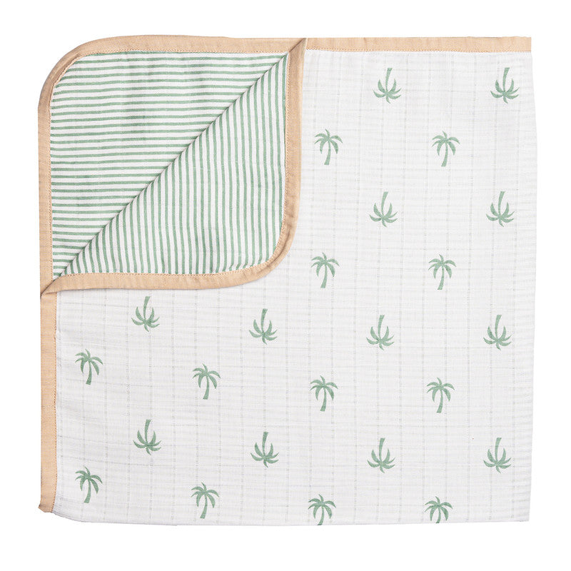 Organic Cotton Muslin Printed Blanket For Kids | Sage Green