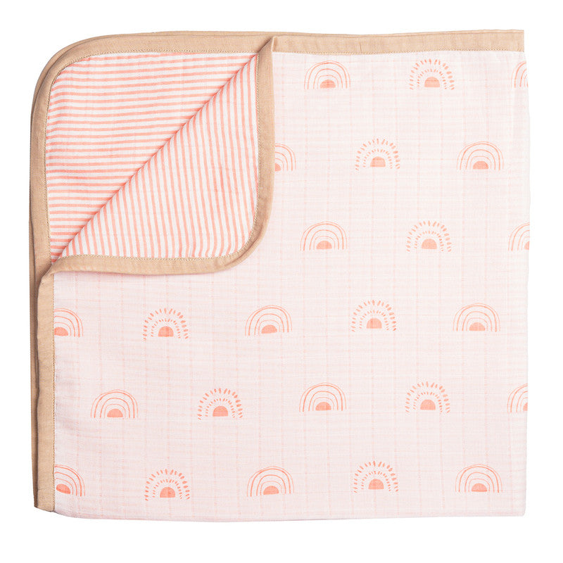 Organic Cotton Muslin Printed Blanket For Kids | Baby Pink