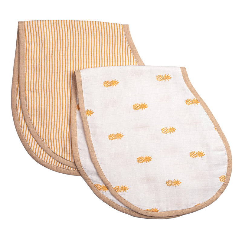 Organic Cotton Muslin Printed Baby Burp Cloth | White | Pack of 2