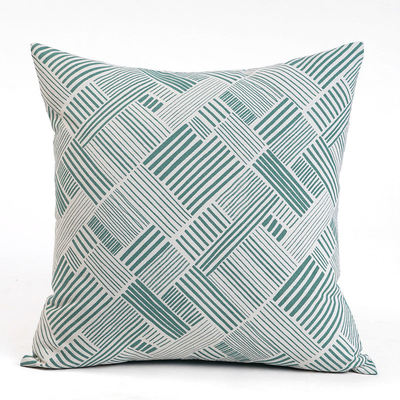 Cotton Cushion Cover | Modern Retro | Geometrical Printed | Aqua Green