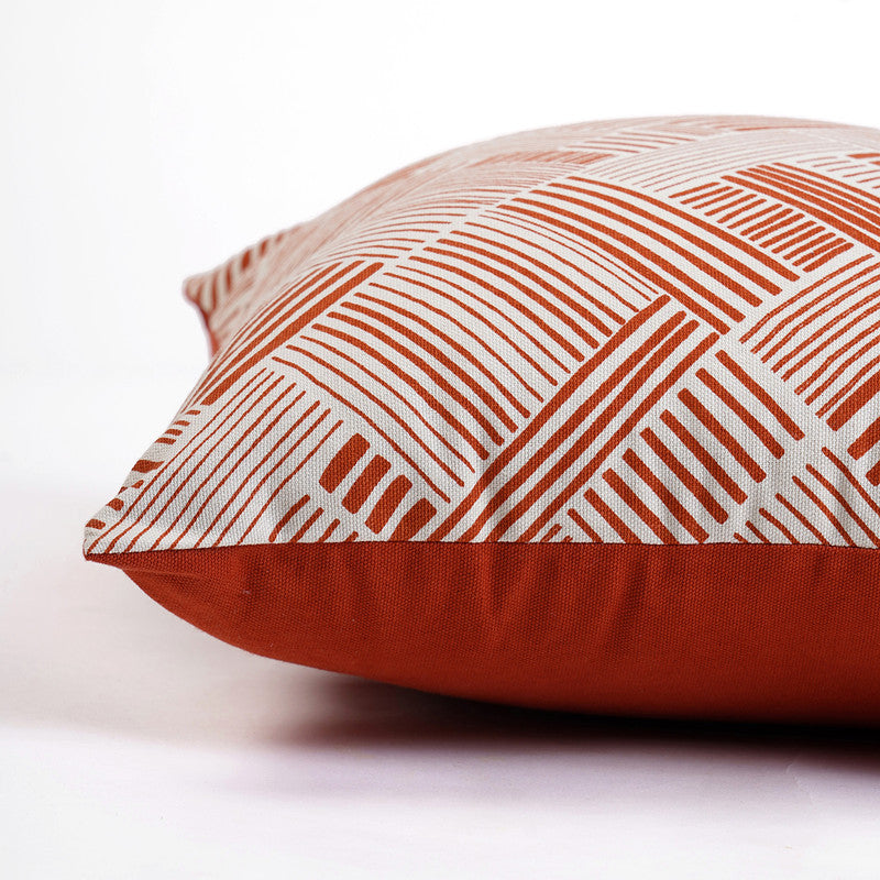 Cotton Cushion Cover | Modern Retro | Geometrical Printed | Terracotta