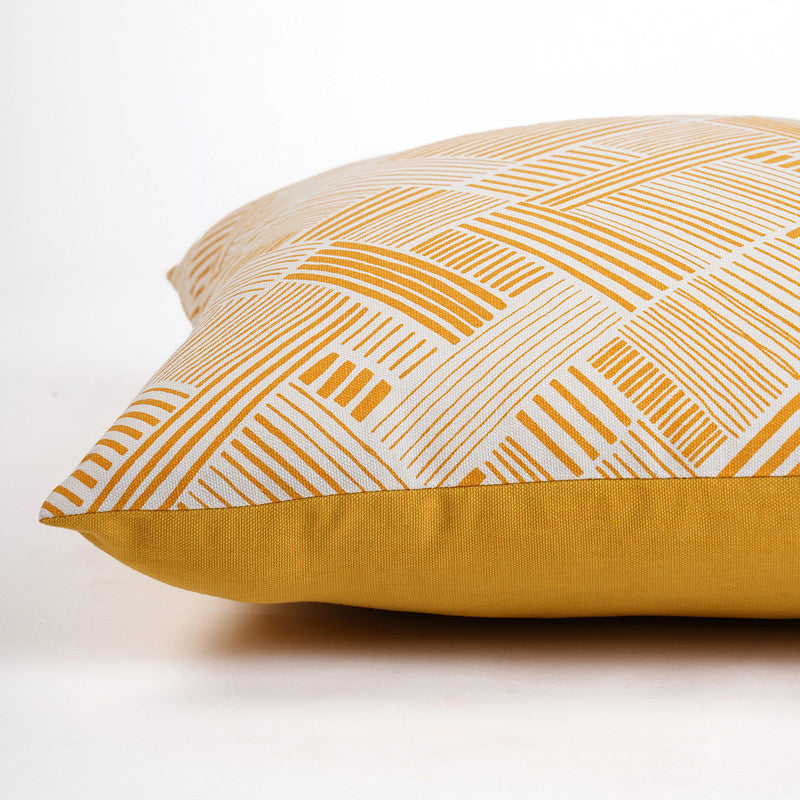 Cotton Cushion Cover | Modern Retro | Geometrical Printed | Mustard Yellow