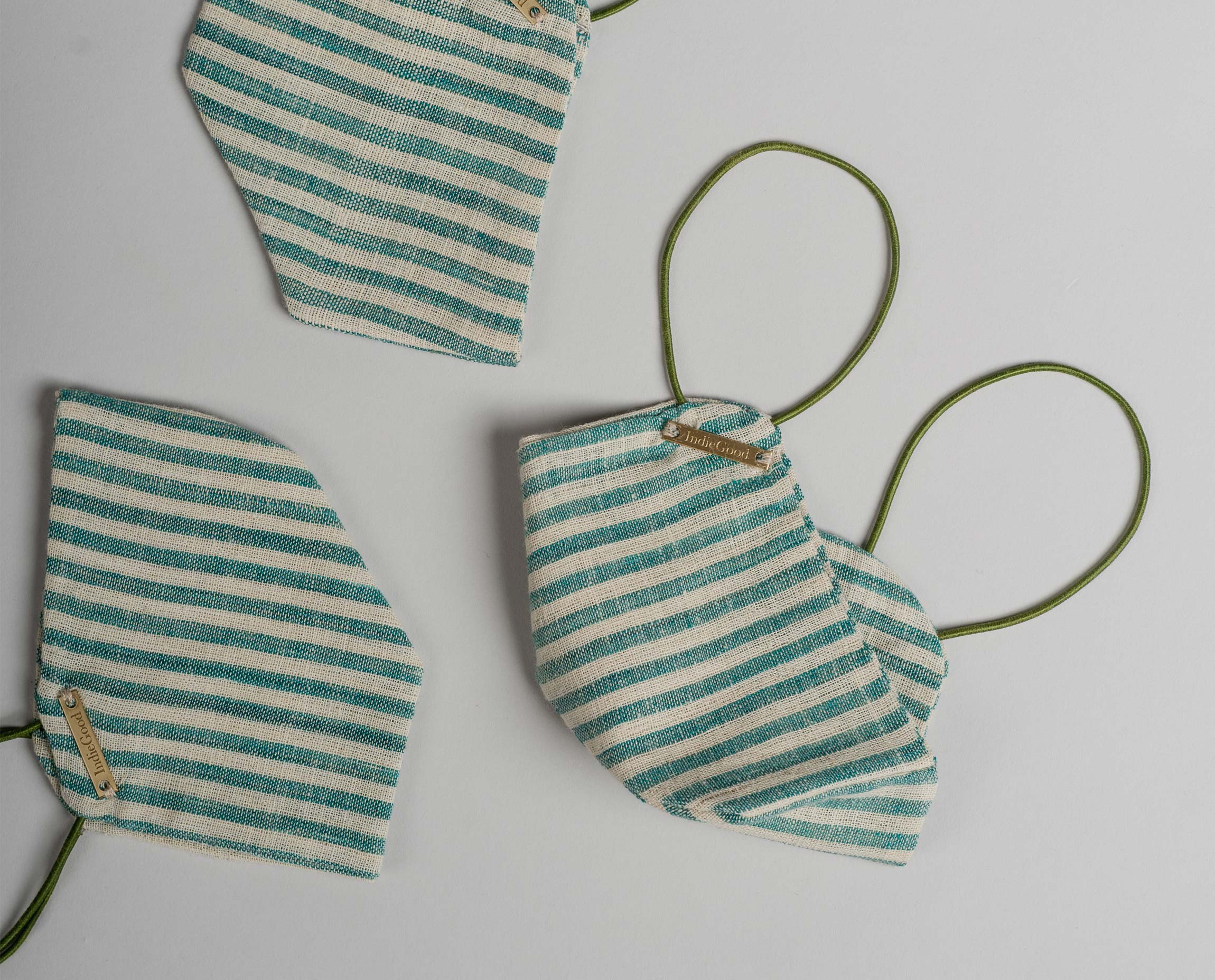 The Handloom Mask - Green Stripe - IndieGood