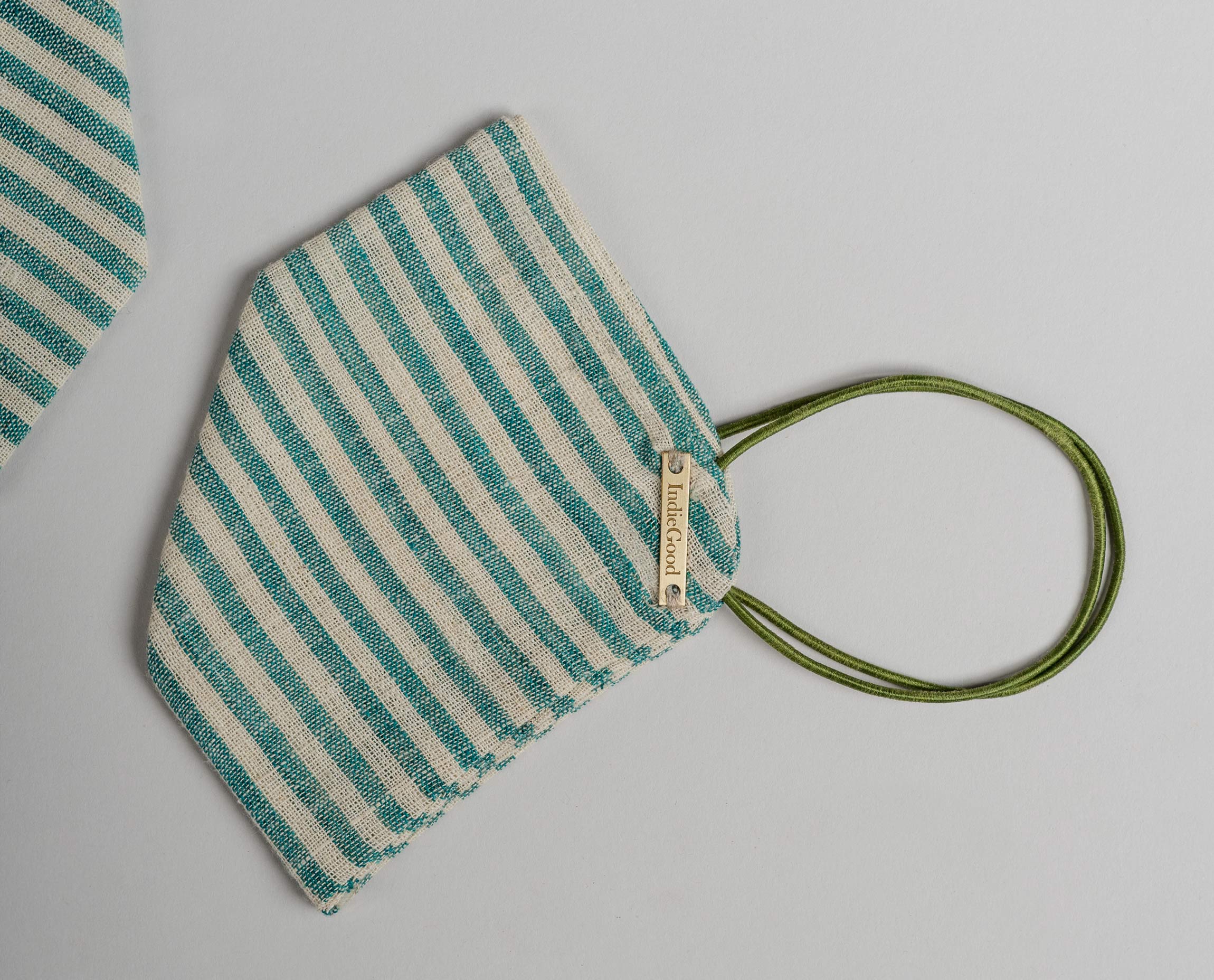 The Handloom Mask - Green Stripe - IndieGood