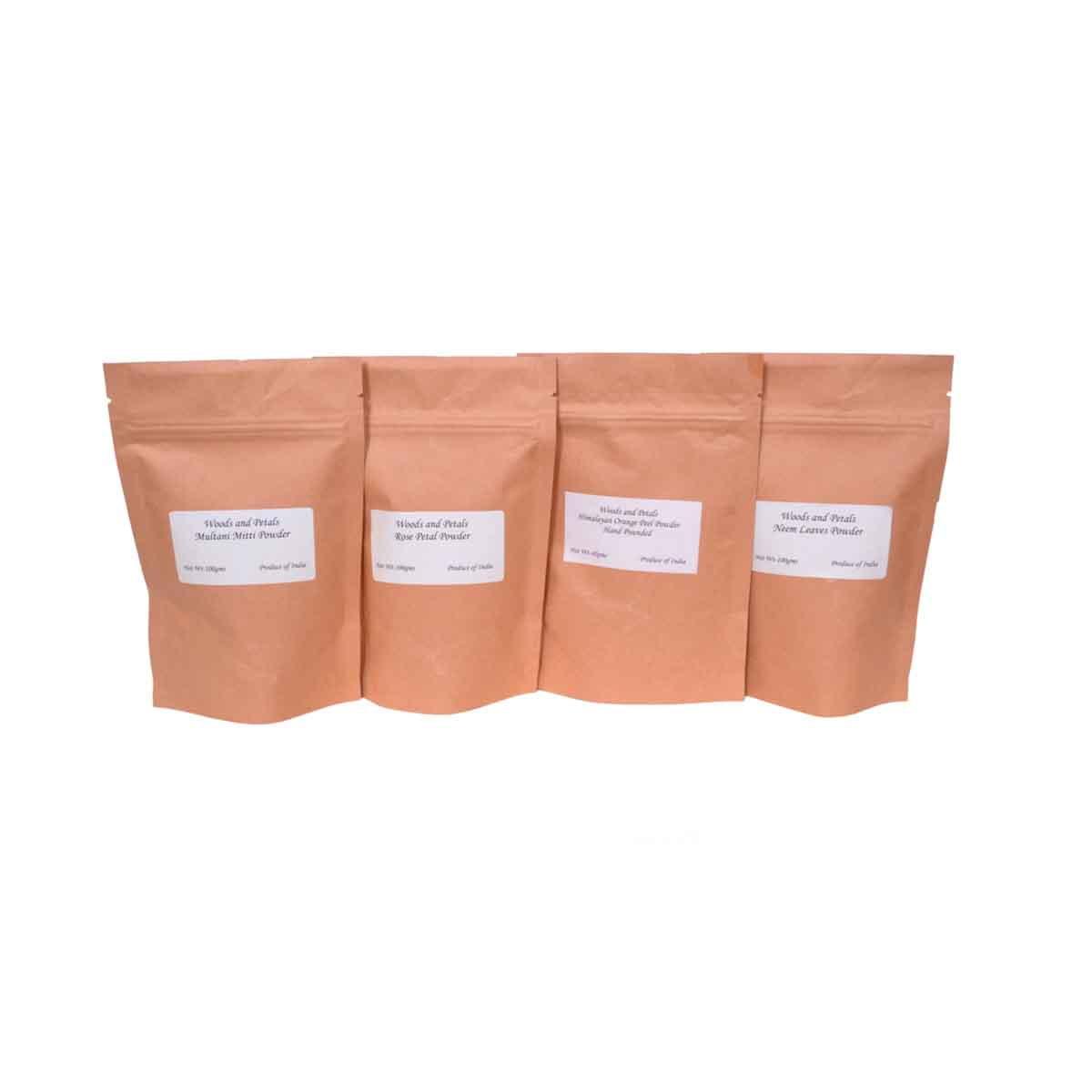 Organic Multani Mitti Rose Petals Orange Peel  Neem Powders ( set of 4 )