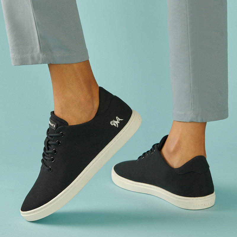 Neeman's Cotton Classic Sneakers | Coal Black & White | Shoes for Men & Women