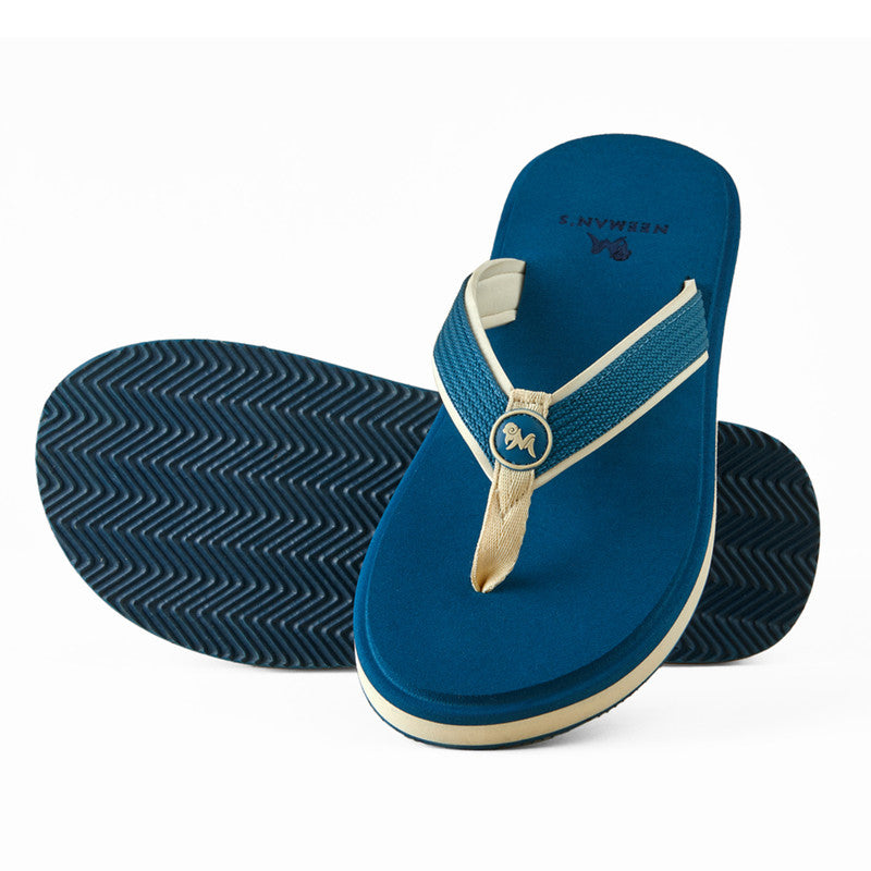 Neeman's Eco Fluffy Flip Flops | Blue | Soft & Comfortable