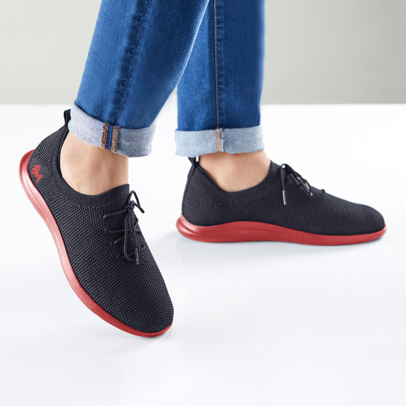 Neeman's ReLive Knit Sneakers for Men | Black & Red | Light-Weight & Comfortable